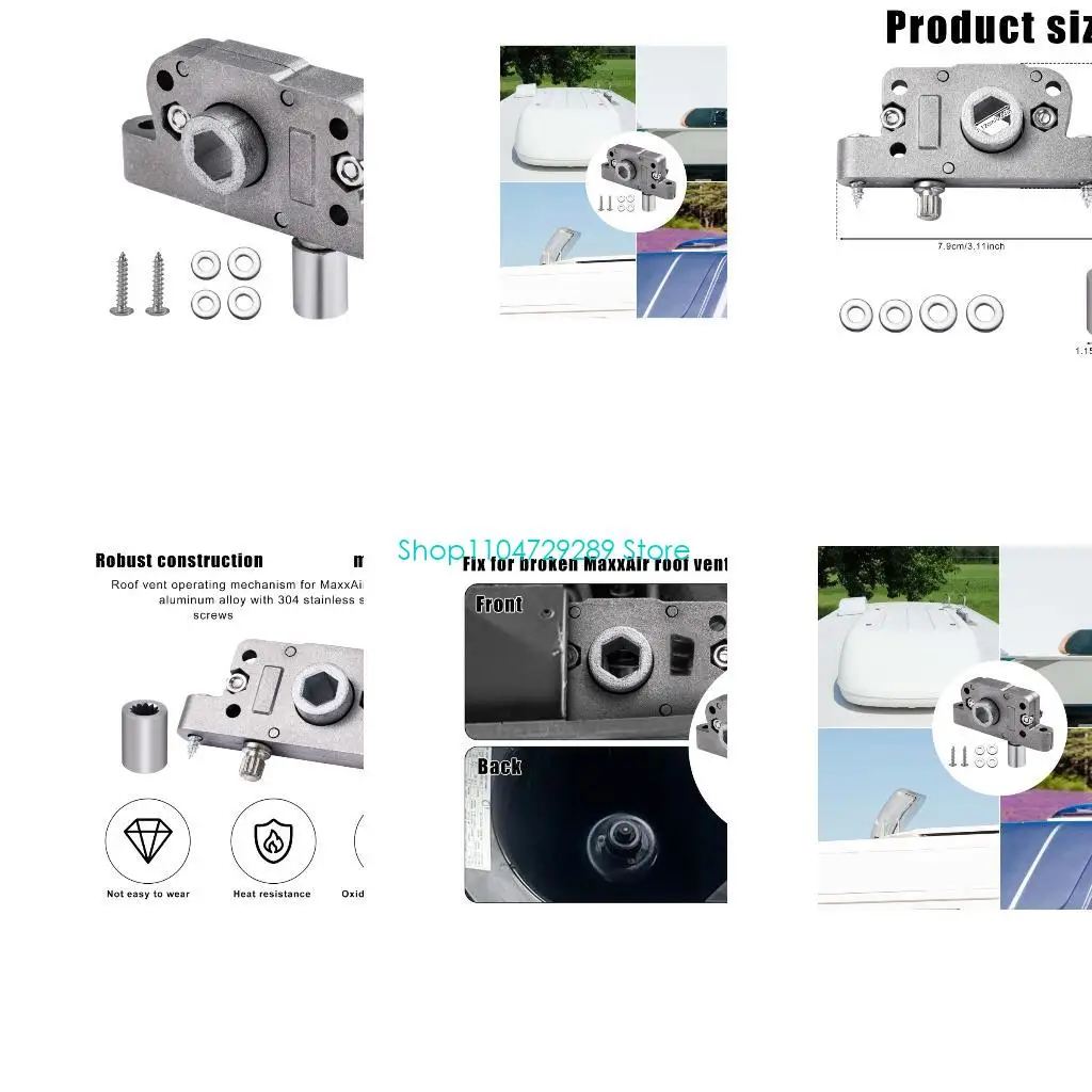 D8KE 1020281K1A Roof Vent Cover Lift Mechanism for Motorhome Maintenance, Metal Replacement Assembly With Square Drive Socket
