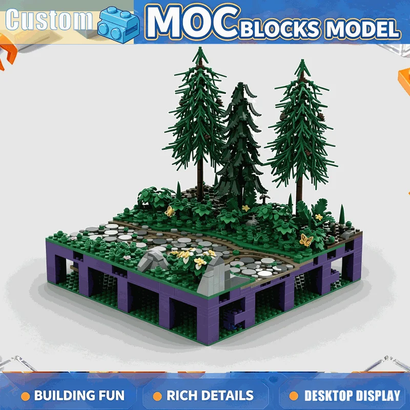 1388PCS Forest Path Landscape Building Blocks Pine Tree Garden Scenery Modular Architecture Model Assembly Creative Display Gift