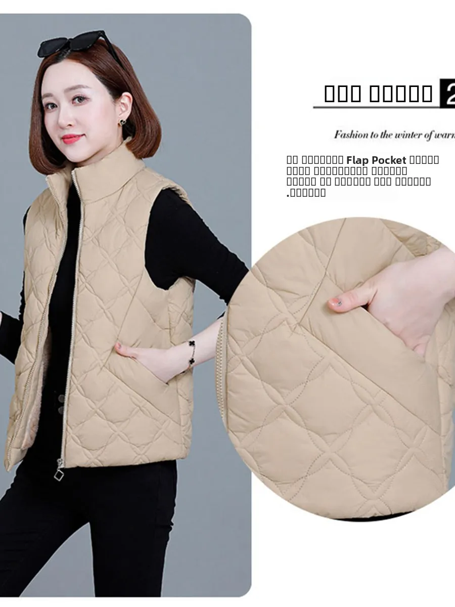 Colete com gola forrada Fce quente, roupa externa feminina, material de poliéster, cor de fechamento com zíper