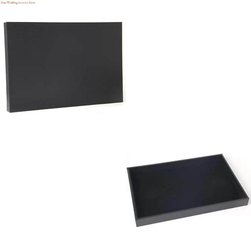 

G92D Rectangular Flannel Box Earrings Jewelry Display Black Storage Tray