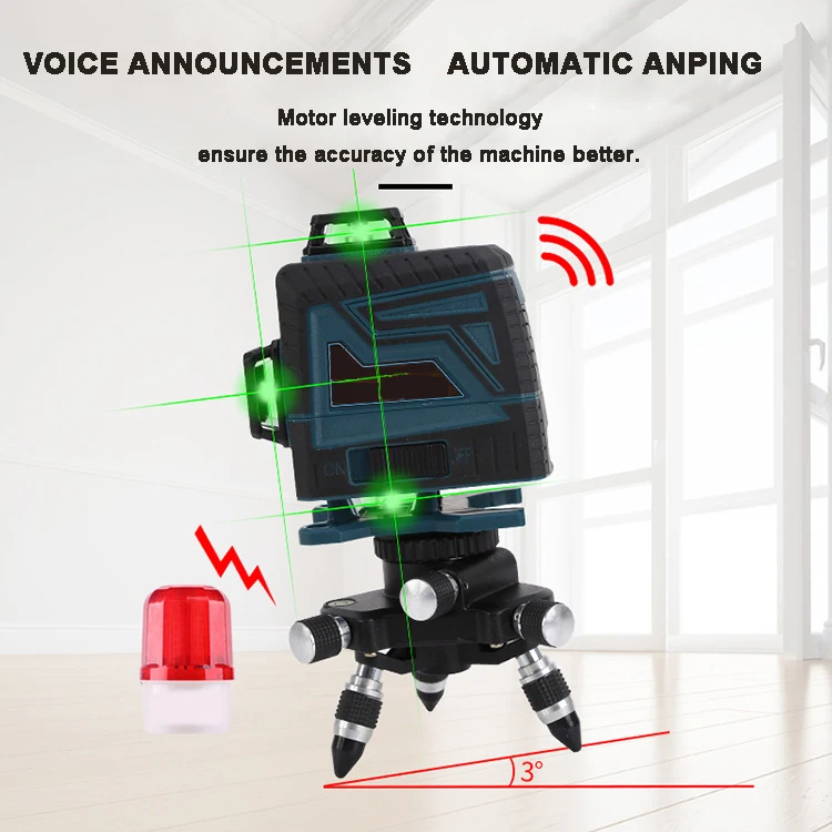 Super Powerful Green Laser Level 16 Lines 4D Level Self-Leveling 360 Horizontal And Vertical Cross with Remote Control Charger