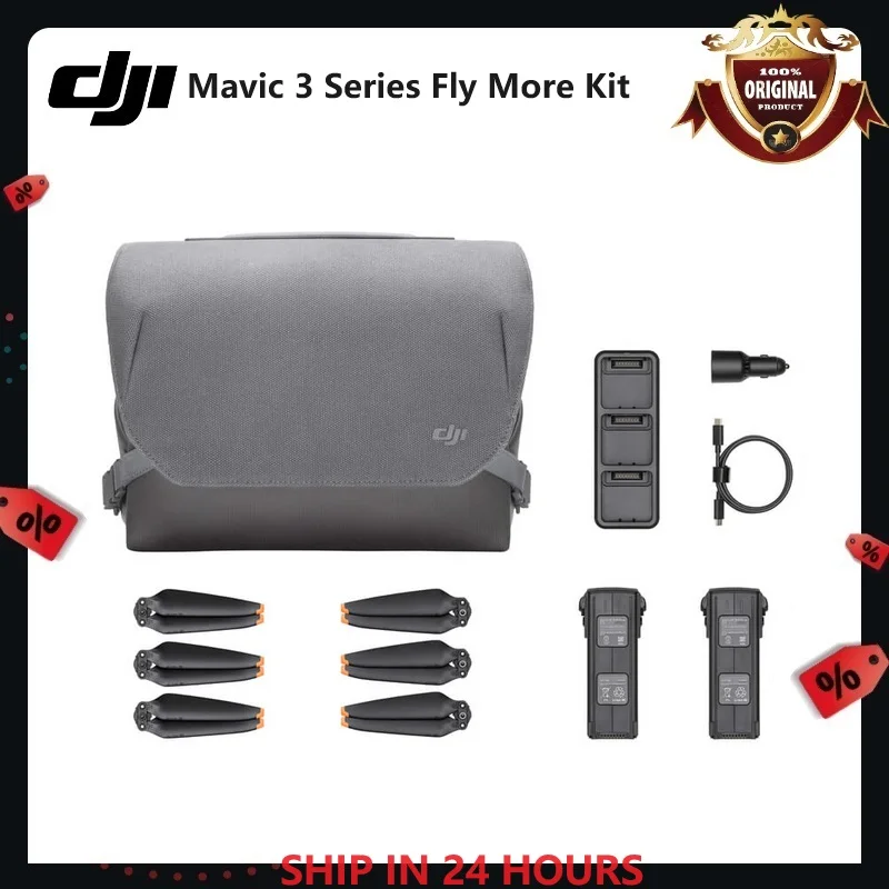 DJI Mavic 3 Series Fly More Kit Includes Two Batteries 100W Battery Charging Hub 65W Car Charger Shoulder Bag and Propellers