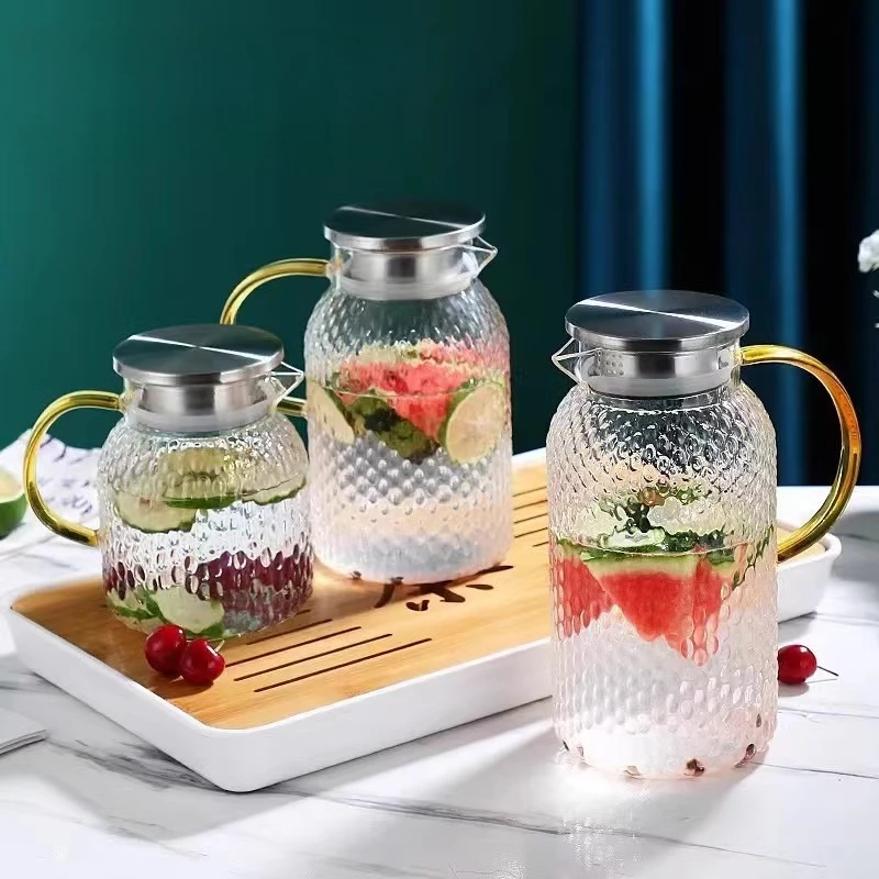 

Teapots Hammer Patterned Rice Grain Pot Heat-resistant Glass Herbal Tea Pot Large Capacity Household Use Thick Sturdy Firm