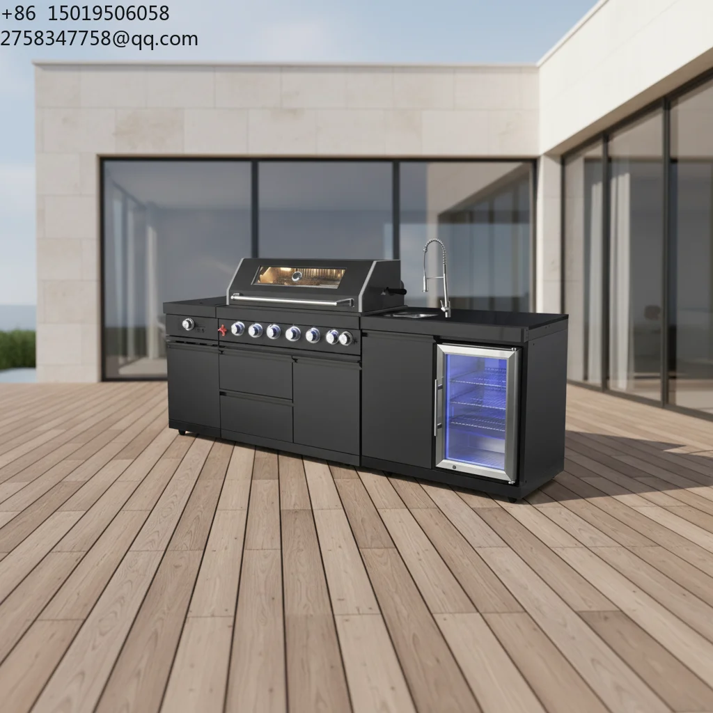 Modular Outdoor Kitchen Cabinet Ready Assemble Grill for Football Fan Zone Parties