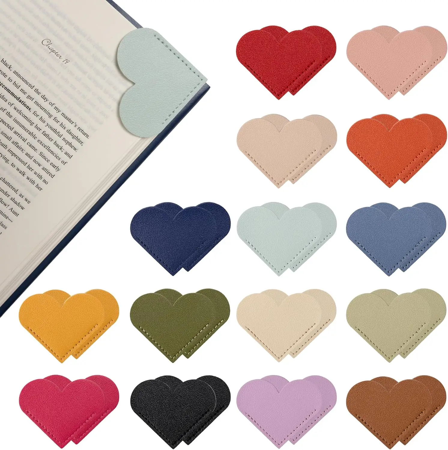 

30 Leather Heart Bookmarks for Book Lovers - Cute Gifts for Women