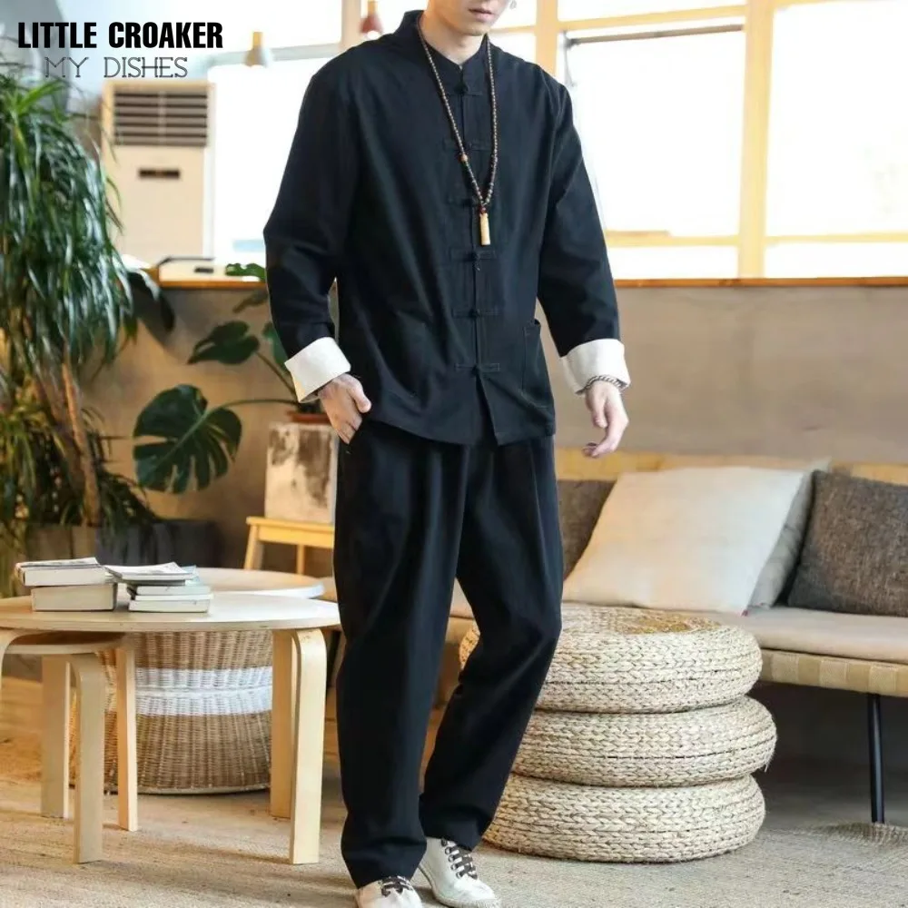 China Clothes Suit Traditional Chinese Clothing Man Mandarin Old Chinese Outfits Asian East Pants Sets