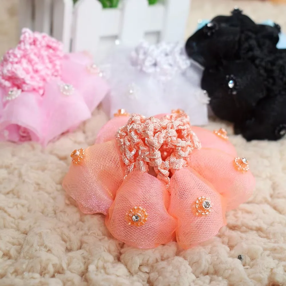 جديد أزهار لطيفة الفتيات كعكة الشعر شبكات سنود قابل للتعديل الاطفال الباليه الرقص الصف فحص مرونة الشعر صافي مشبك شعر الملحقات #1