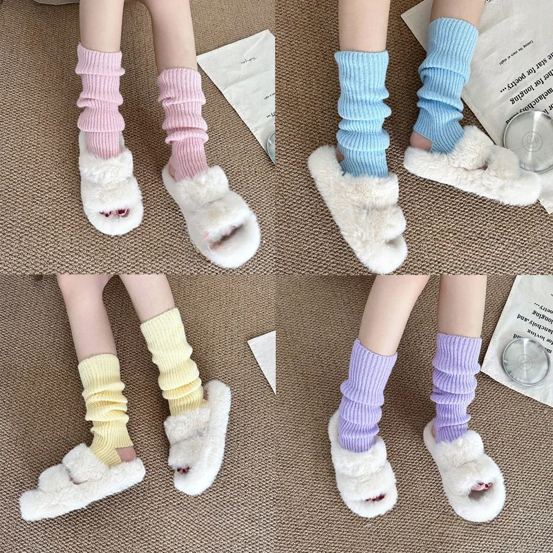 

Solid Knitted Leg Warmer Japanese Warm Socks Stacked Leggings JK Spicy Girls' Ballet Socks Lolita Long Stockings