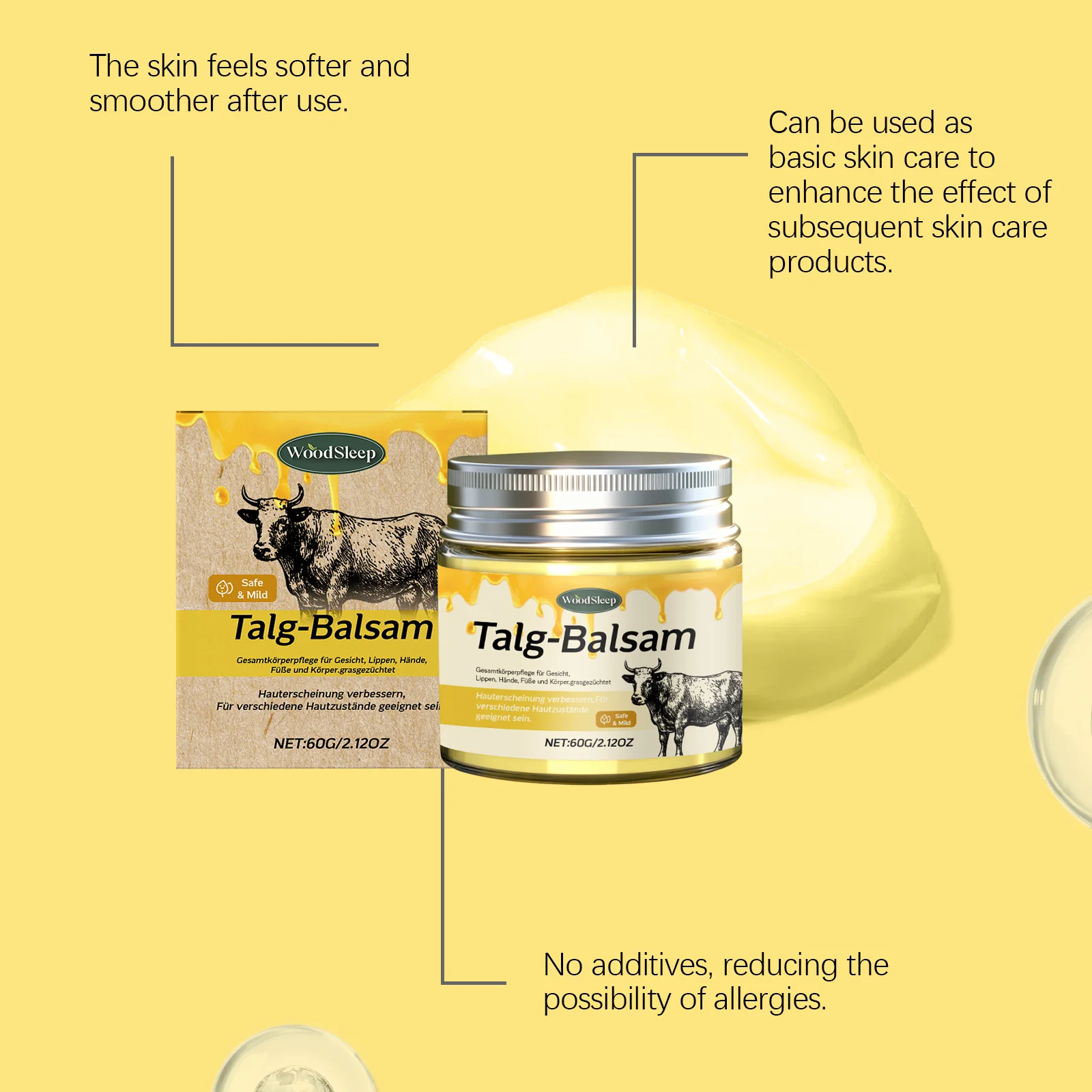 بلسم طويل القامة من وودسليب، ترطيب عميق، مغذي لطيف للبشرة الحساسة، يحسن الجفاف والضيق ويوازن رطوبة البشرة #2