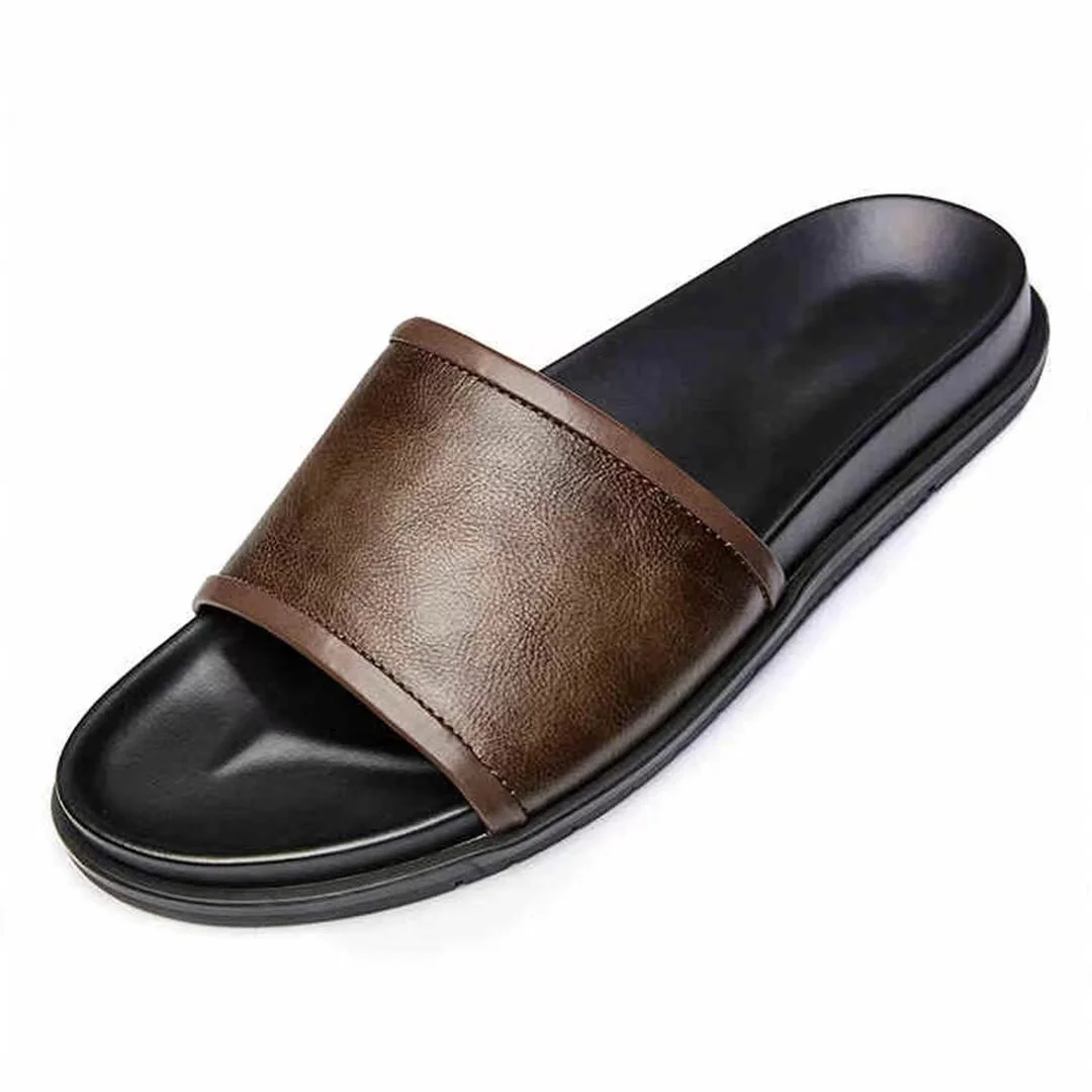 Top Quality Men Genuine Leather Slippers 2023 Summer Casual Comfortable Shoes Luxury Men Handmade Sandals Shoes