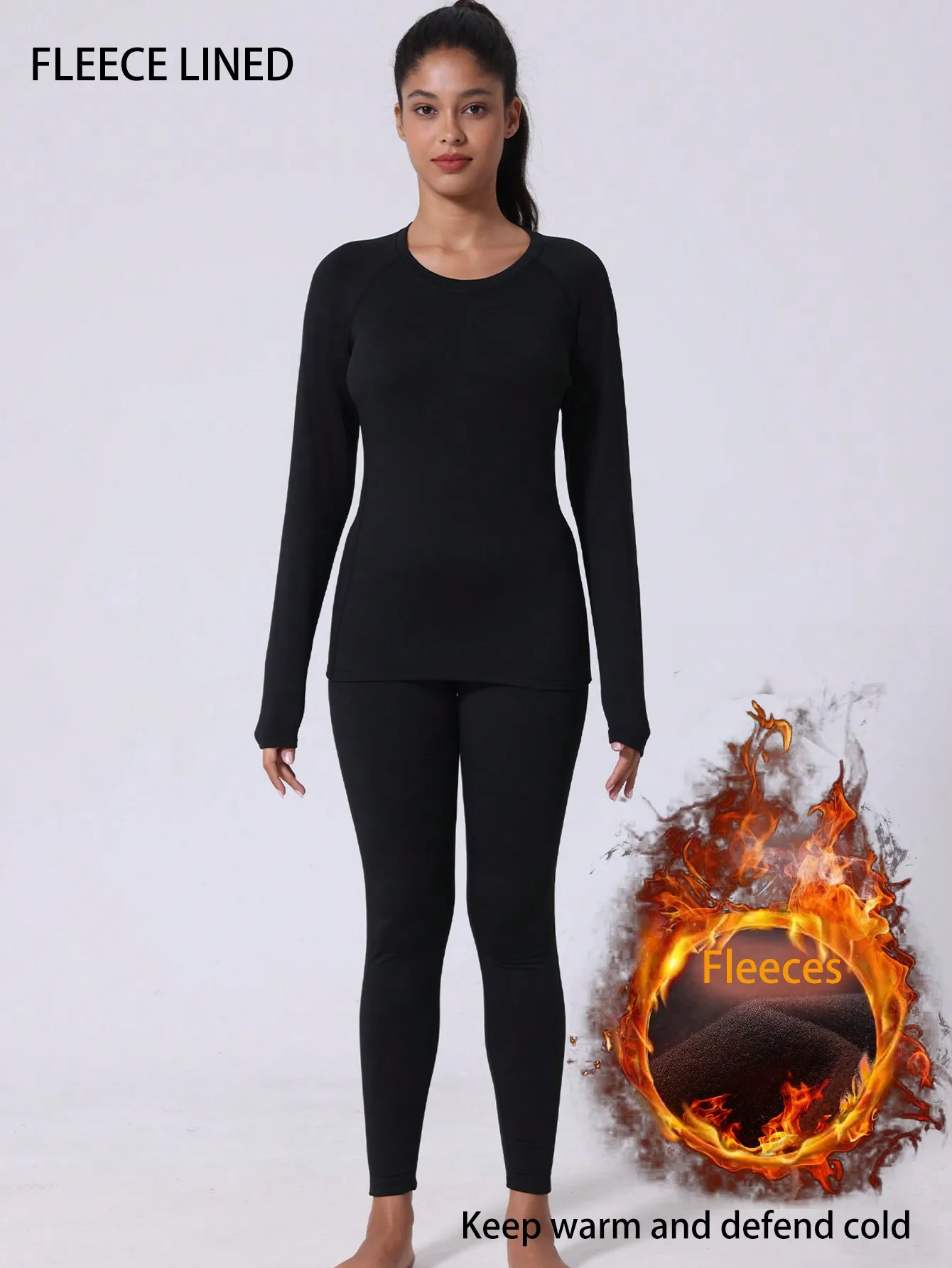 

Комплект термобелья на флисовой подкладке для женщин — теплый базовый слой для зимних видов спорта и активного отдыха