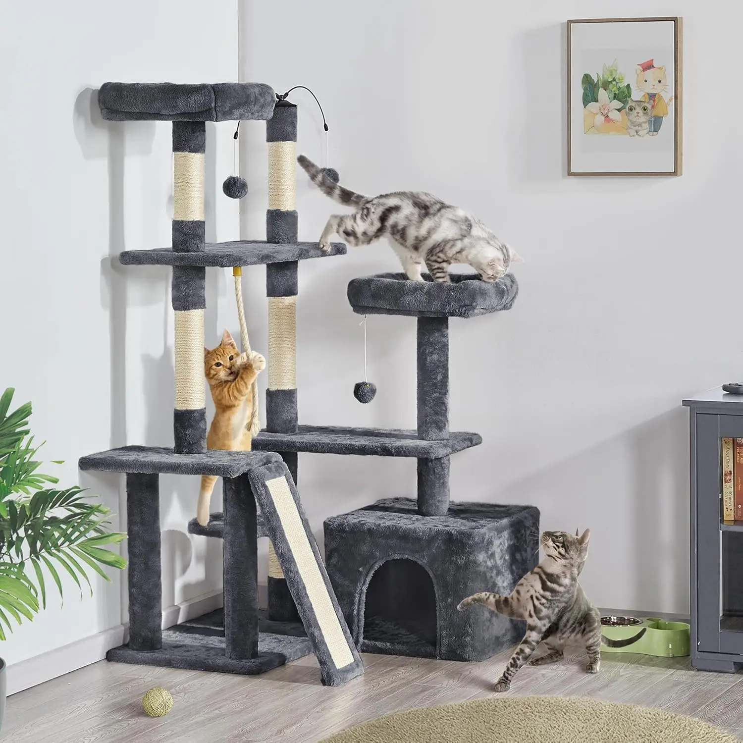 

Multi-Level Rotatable Tree and Tower for Indoor Kittens/Large [[Cat]], Condo with Scratching Posts, Furniture Play Cen