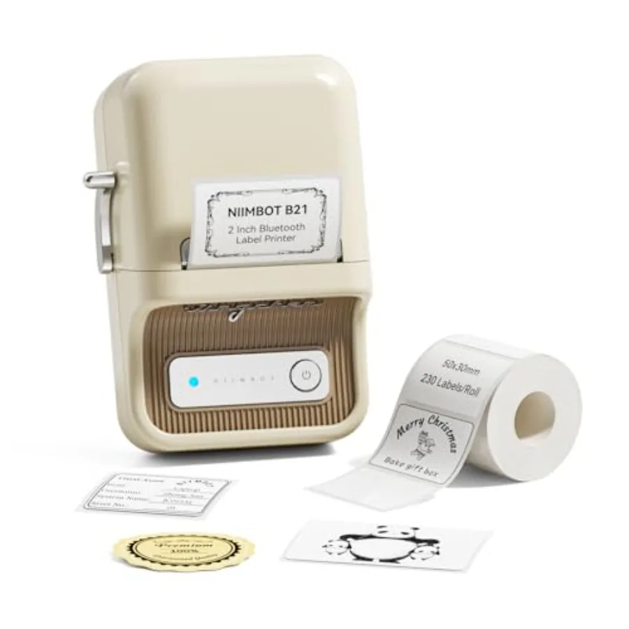 B21 Label Maker Machine with Tape 2 Inch Portable Sticker Printer Thermal Labeler for Gift Jar Candle Address Labels for Home O