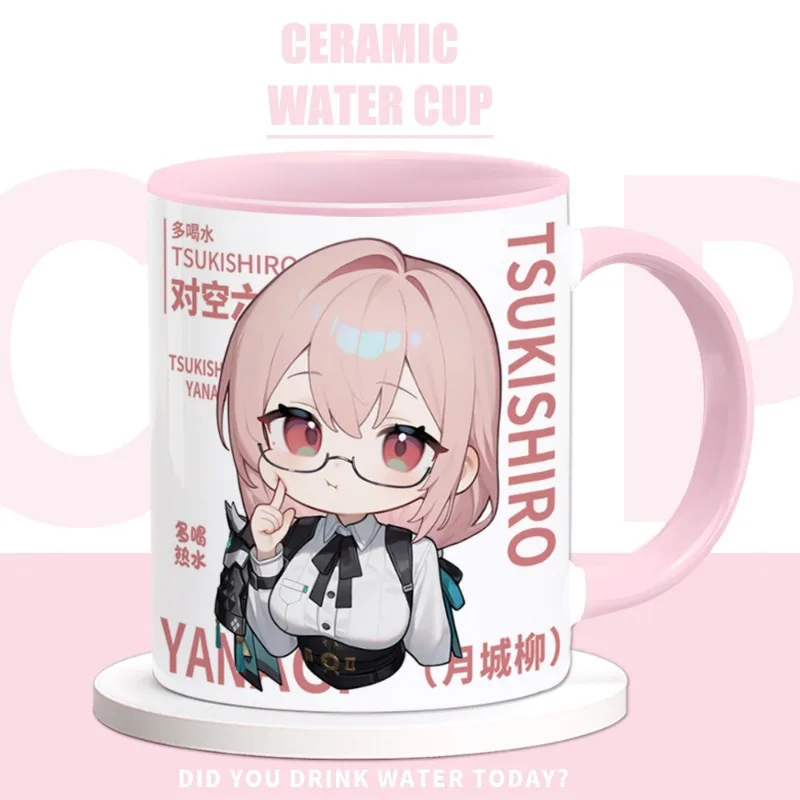 Zenless Zone Zero Anime-Spiel Cos Tsukishiro Yanagi 2025, Unisex, 9,5 x 8 cm, Cartoon, niedlich, hohes Aussehen, Keramik-Wasserbecher, Geschenk