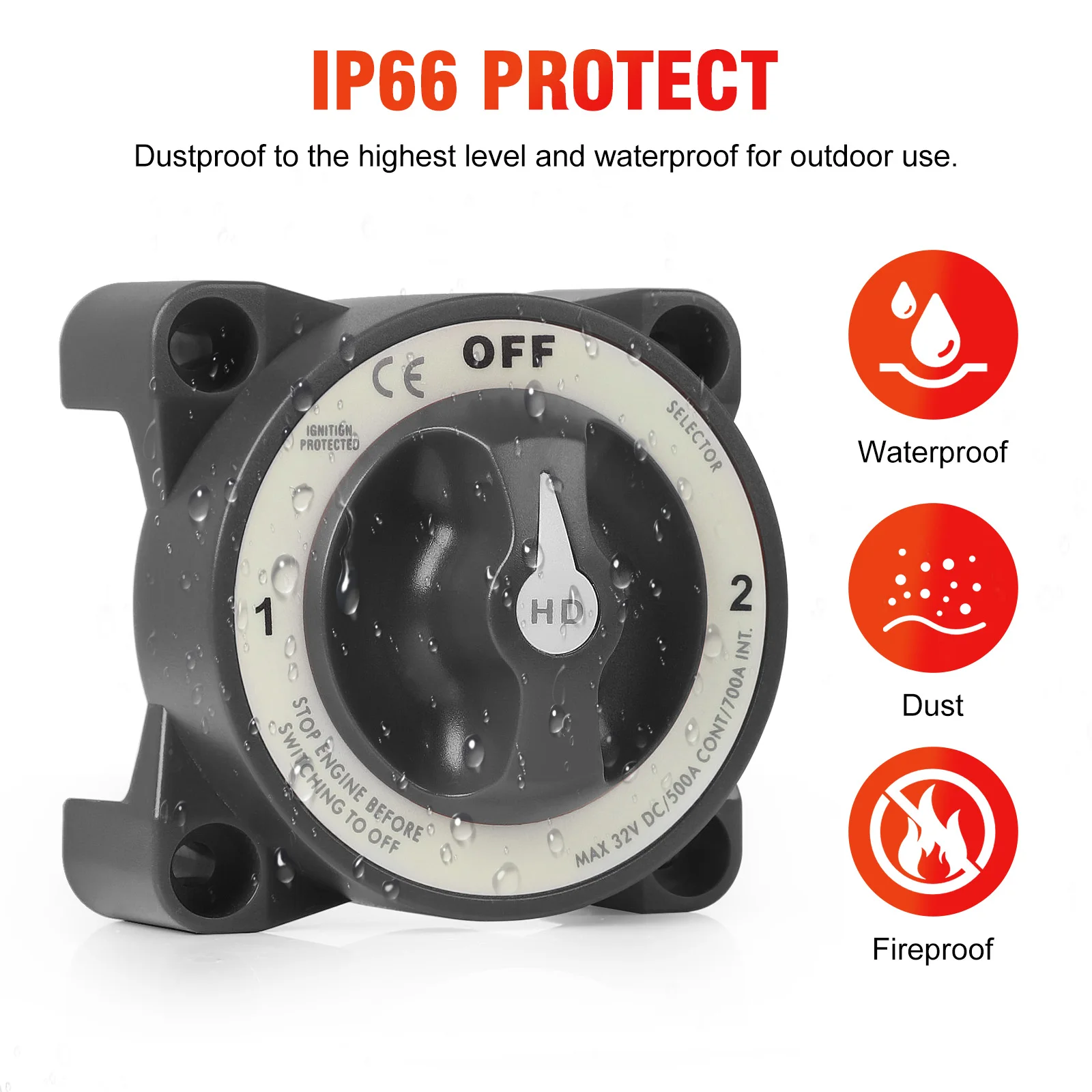 HD-Series Heavy Duty 3 Position Selector Battery Isolator  Disconnect Switch With AFD Terminal M12 For Marine Boat Camper Truck