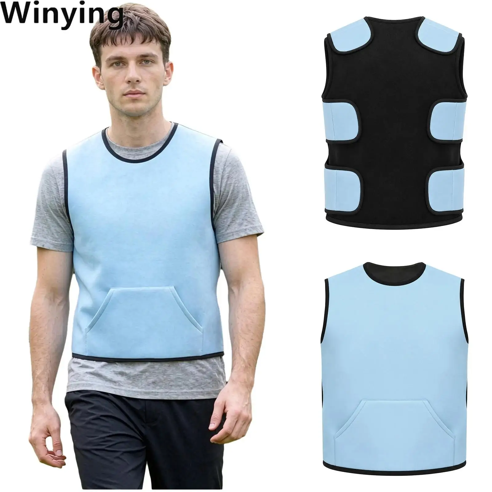Adults Adaptive Clothing Adjustable Hook And Loop Closure Compression Vest Sleeveless Color-blocked Waistcoat with Pocket