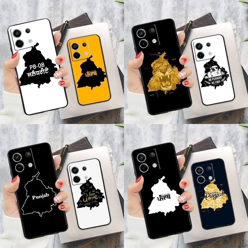 Punjab Map Outline Case For Xiaomi Redmi Note 13 Pro 14 12 11 9 10 9S 10S 11S 12S Redmi 13C 10C 12C 14C Cover