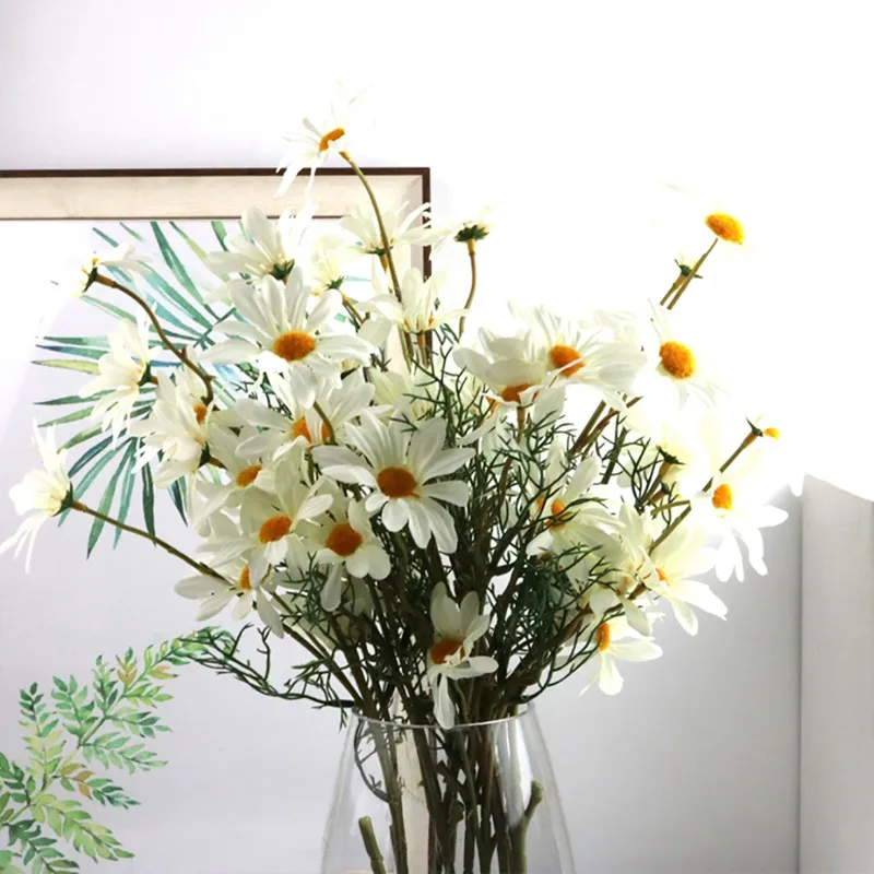 Artificial Flower Simulated Daisy Chrysanthemum Flower Arrangement Accessories Desktop Floral Ornament DIY Wedding Bouquet 1pc