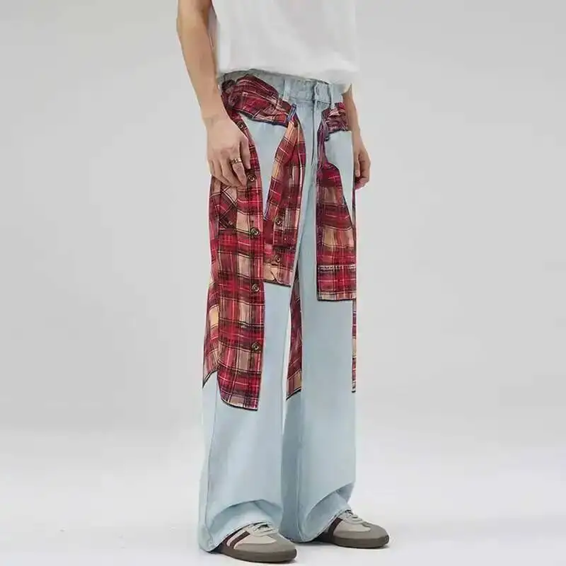American  Digital Printing Vintage Jeans Men's And Women's Loose Wide-leg Straight Denim Long Pants 2026 New 26B6E