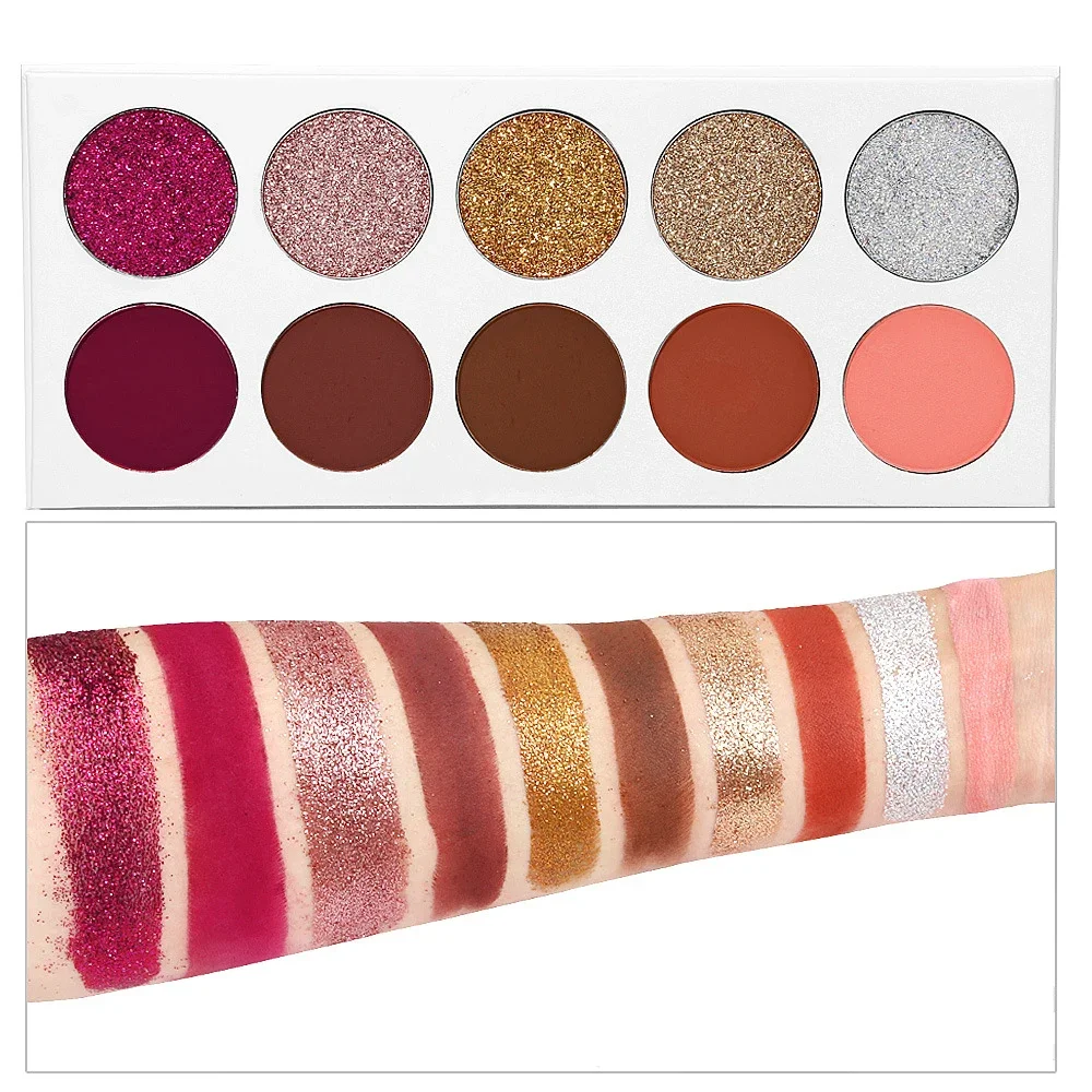 10 Kleuren Veganistisch Oogschaduwpalet Private Label Glitters Oogschaduw Make-Up Groothandel Aangepaste Logo