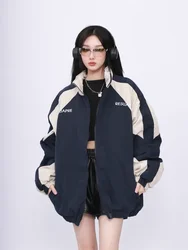 Qweek Harajuku Vintage Windschutz Frauen Jacken Patchwork Streetwear Mäntel für weibliche Hip Hop koreanische Tops lässig gepaarte Kleidung