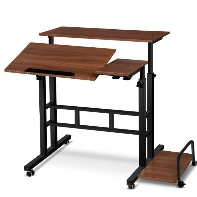 Mobile Standing Computer Workstation Home Office Desk with Wheels and Host Shelf