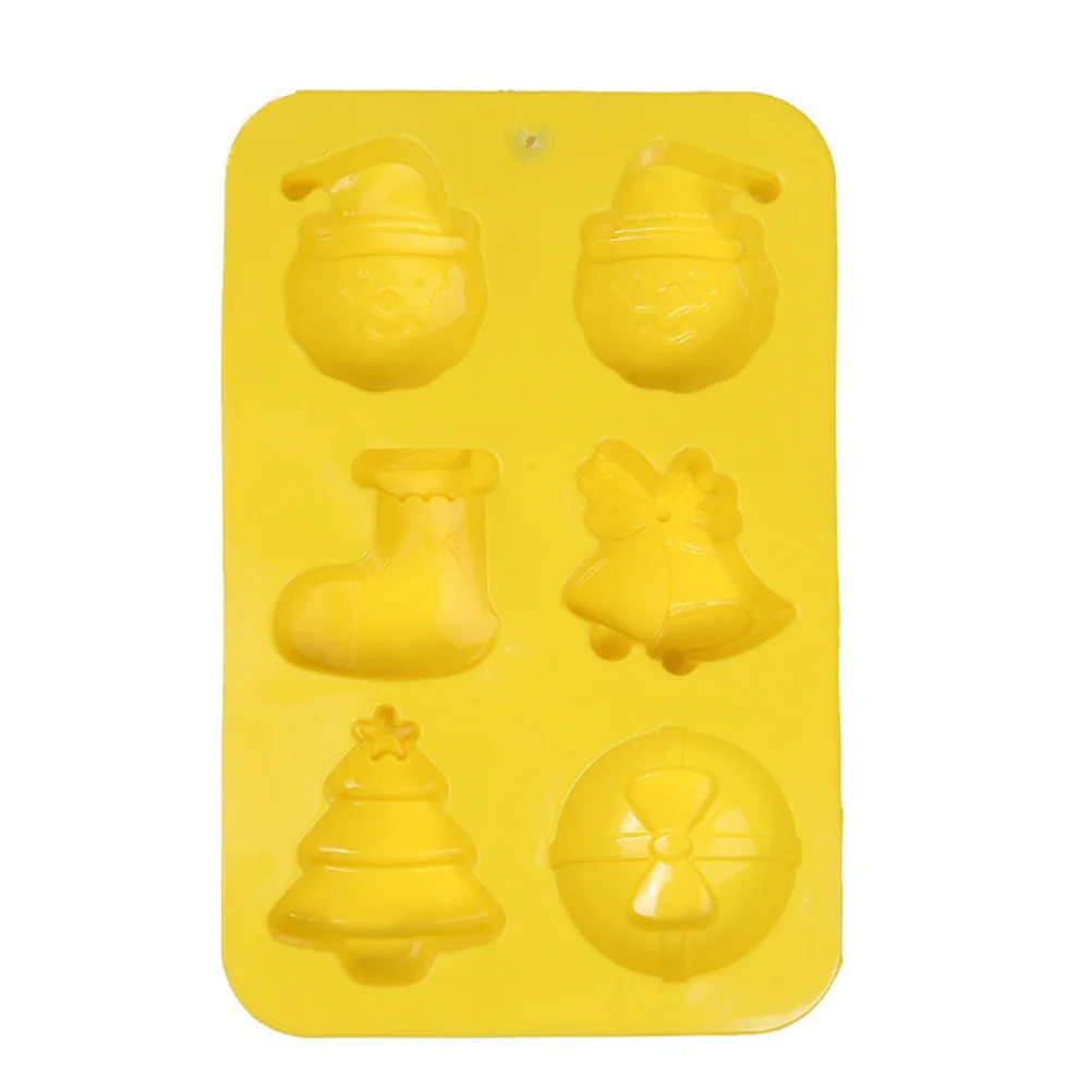 

6 Cavity Christmas Silicone Baking Mold Santa Claus Stocking Tree Shapes Food Grade Nonstick Cake Chocolate Candy DIY Fondant