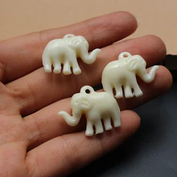 5pcs 25x20mm White Elephant Coral Pendant Beads For Necklace Jewelry Making Loose Spacer Artificial Coral Animal Pendants DIY