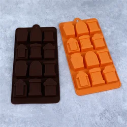 Halloween Chocolate Silicona Moldes Caramelo Galleta Jalea Hornear Bandeja Lápida Pastel Molde Vela Decoración Herramientas