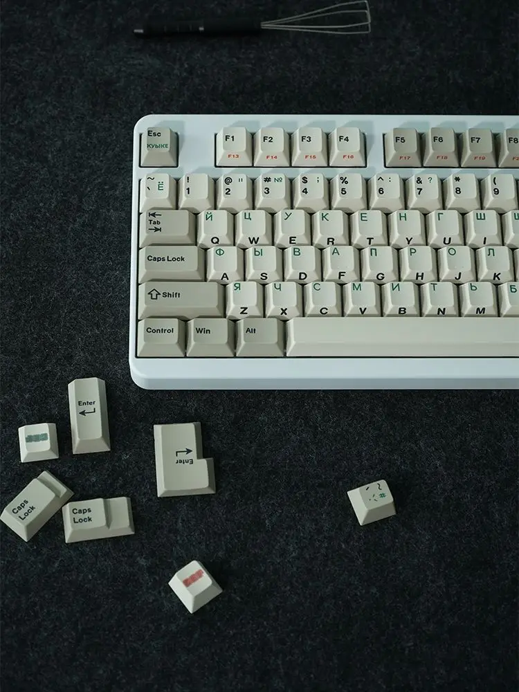Russian/Korean Keycaps Side Engraved Cherry Profile PBT Thermal Sublimation Mechanical Keyboard Keycap Keyboards Accessories