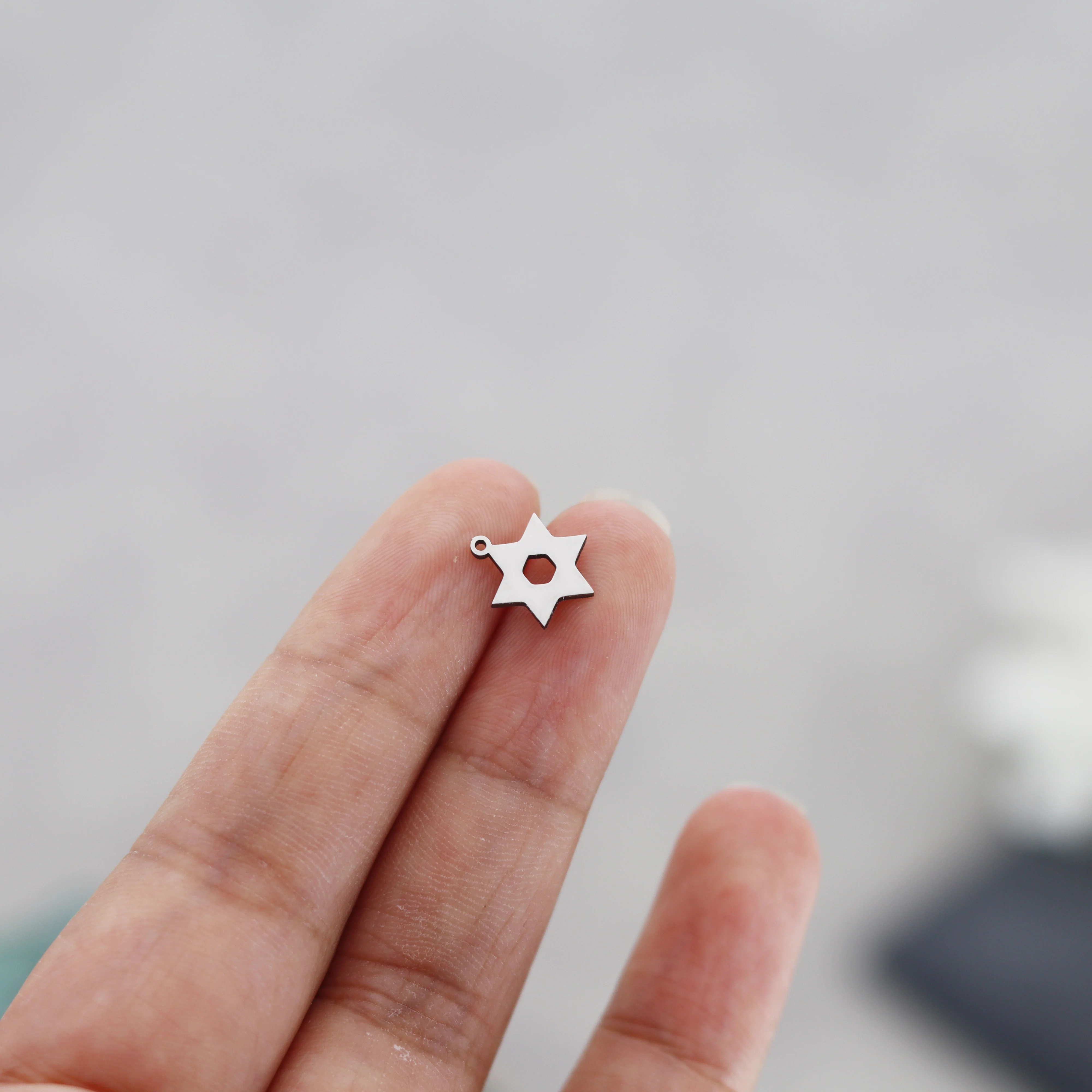 3pcs Mini Hexagram Star Of David Charms Stainless Steel Pendant DIY Bracelets Earings Jewelry Making Judaism Symbol Accessories