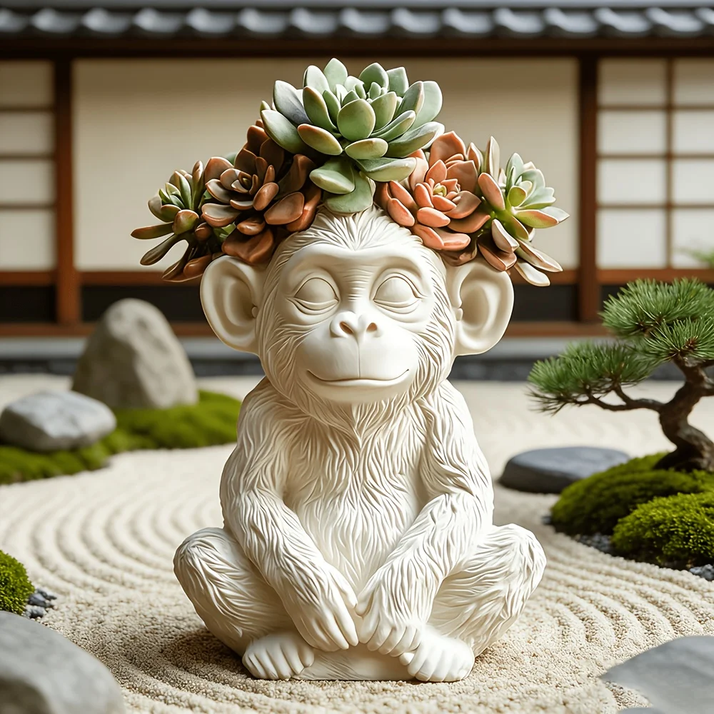 Cute monkey shaped flower vase resin silicone mold smiling gorilla shaped pen holder flowerpot concrete cement gypsum molds