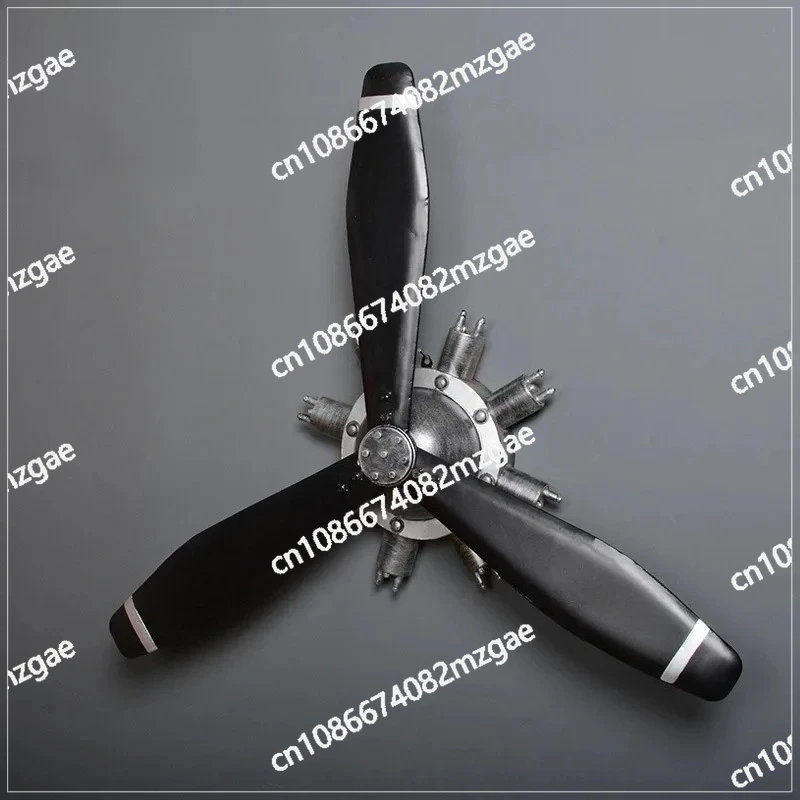 Retro Loft Industrial Wind Wrought Iron Airplane Propeller Clock, Wall Decoration Pendant for Home Bar Cafe
