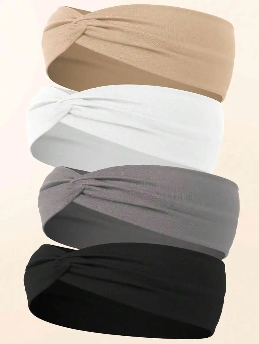 

4pcs Cross-Tied Fashionable Casual Everyday Hair Bands Headband Turban Headband Sweatband