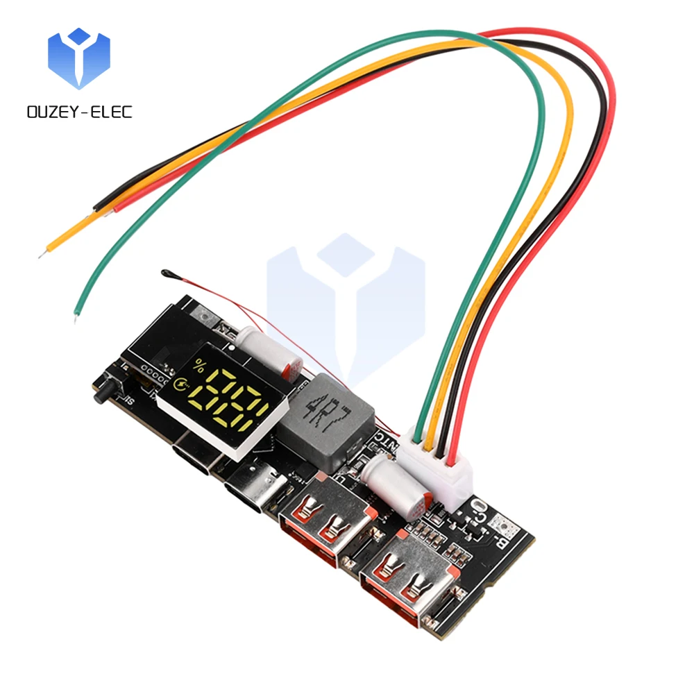 3S PD 65W 4S 5S PD 100W Bidirectional Fast Charging Module DIY Mobile Power Motherboard Temperature Control Electricity Display