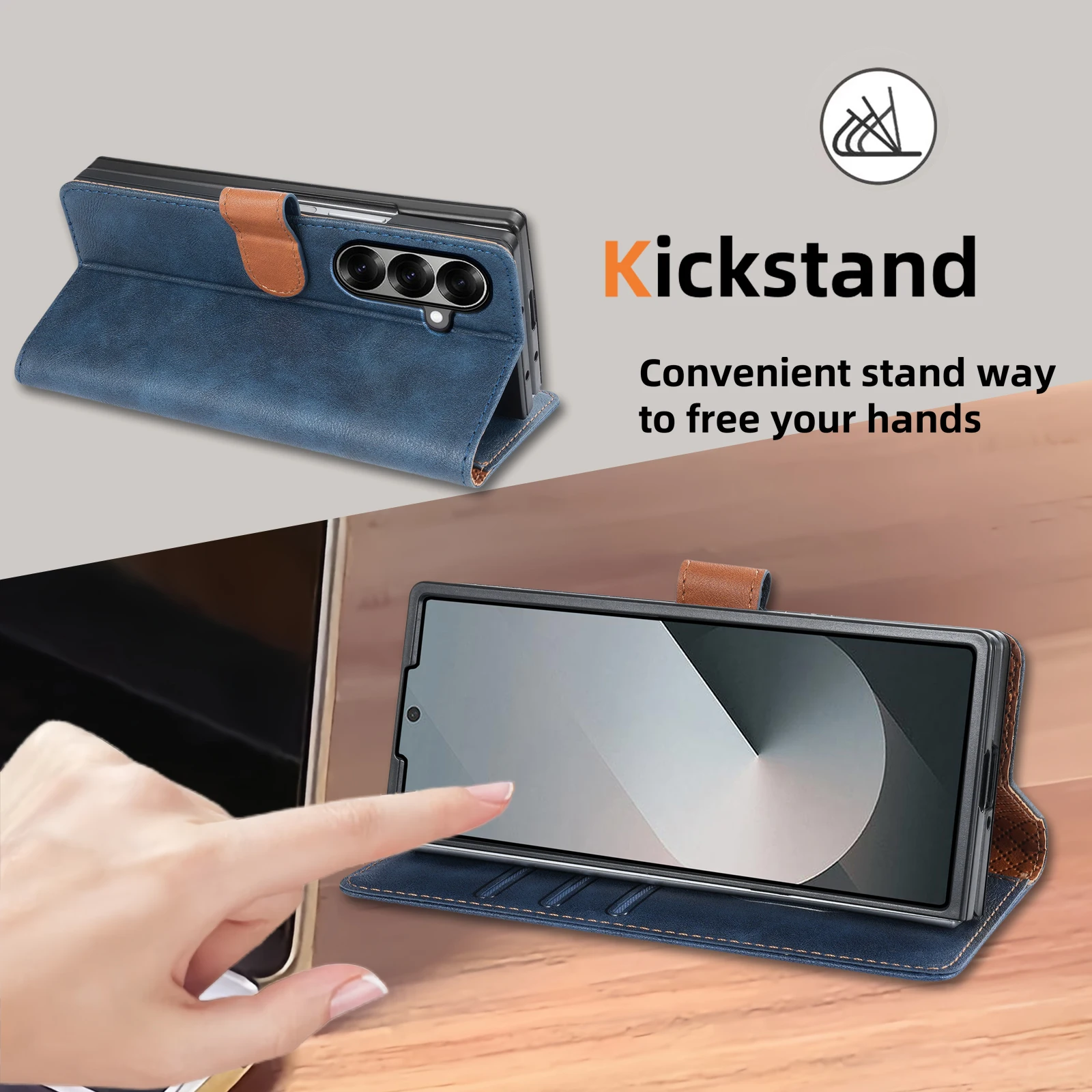 Premium Leather Wallet Card Pocket Case For Samsung Galaxy Z Fold 8 Ultra 7 6 5 4 Magnetic Cover Closure Flip Kickstand Cover
