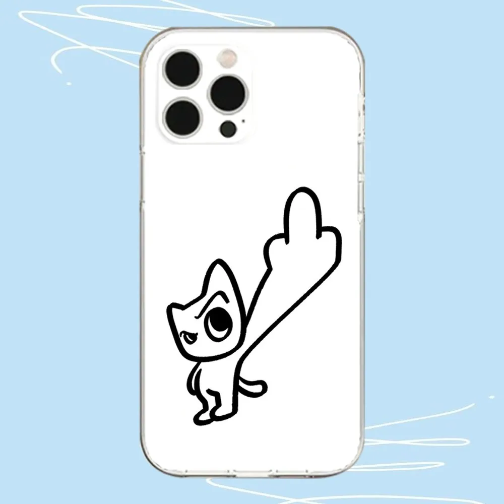 Capa de telefone de desenho animado Silly Cat Doodle Meme, capa transparente, para iPhone 13, 14,13,12, Mini,11, Pro, Max, Plus, X, XR, XS, 8, SE, 2020