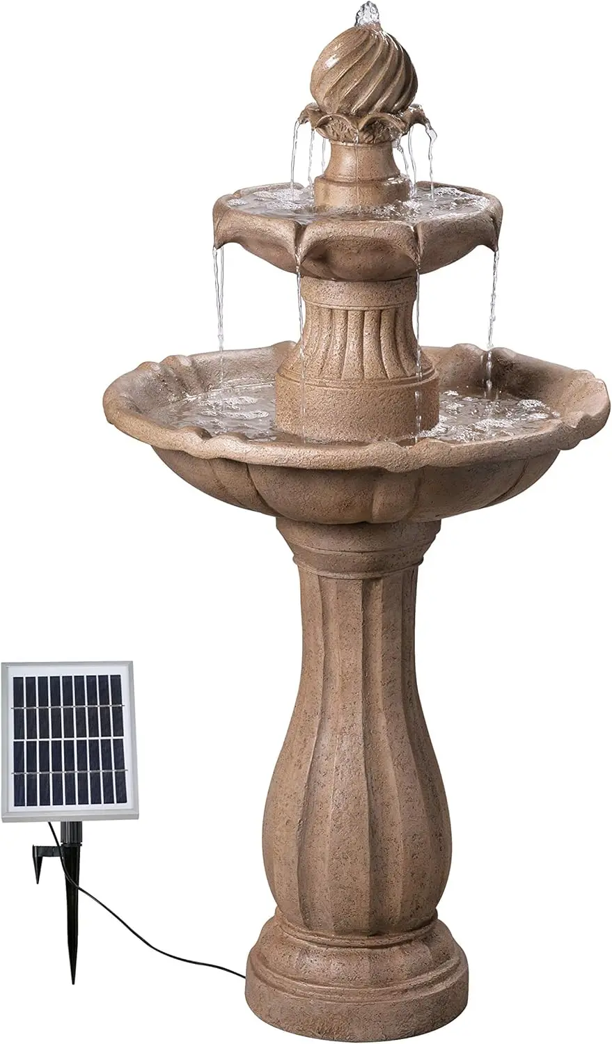 Frost Outdoor Solar Floor Fountain with Tan Finish, Traditional Style, 44