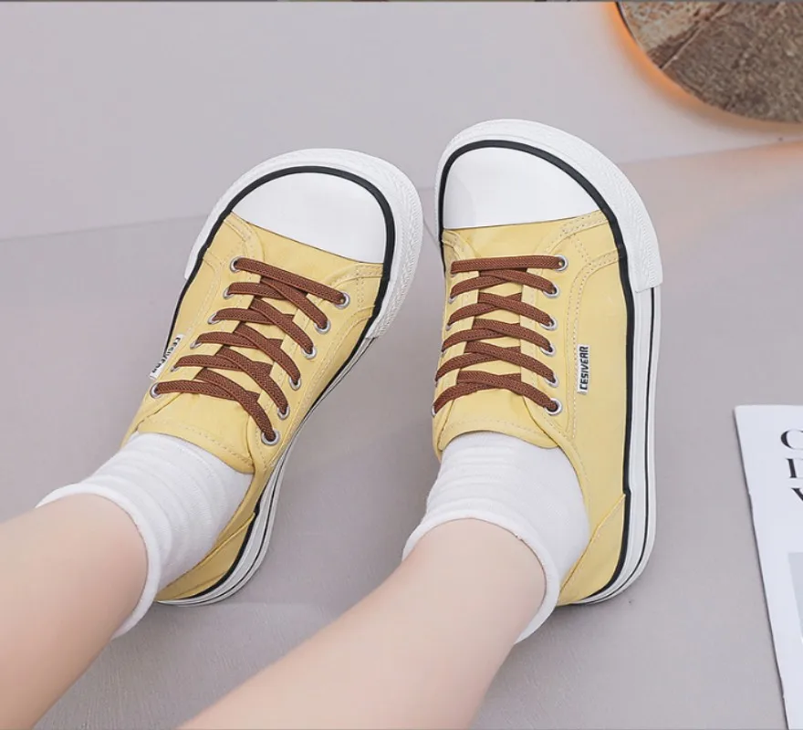 2026 New thick soled canvas shoes Girl summer breathable versatile low top casual board shoes  boy student Non-slip sports shoes