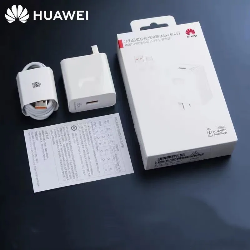 Huawei SuperCharge Charger Max 66W QC 2.0 Fast Charging With 6A Type-C Cable For Mobile Phone Tablet PC Earphone