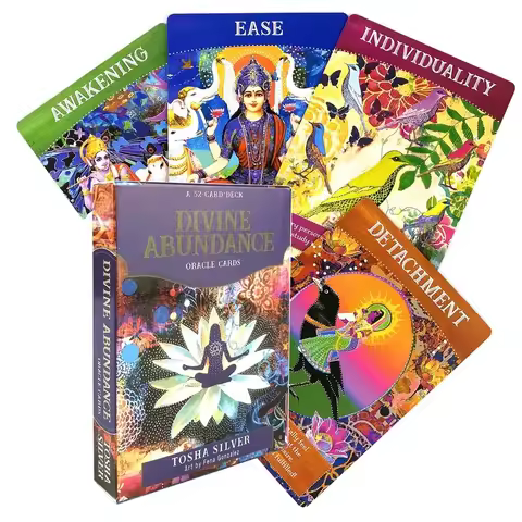 Divine Abundance Oracle Cards Fortune Telling Divination Tarot Deck Family Party Leisure Table Game with PDF Guidebook