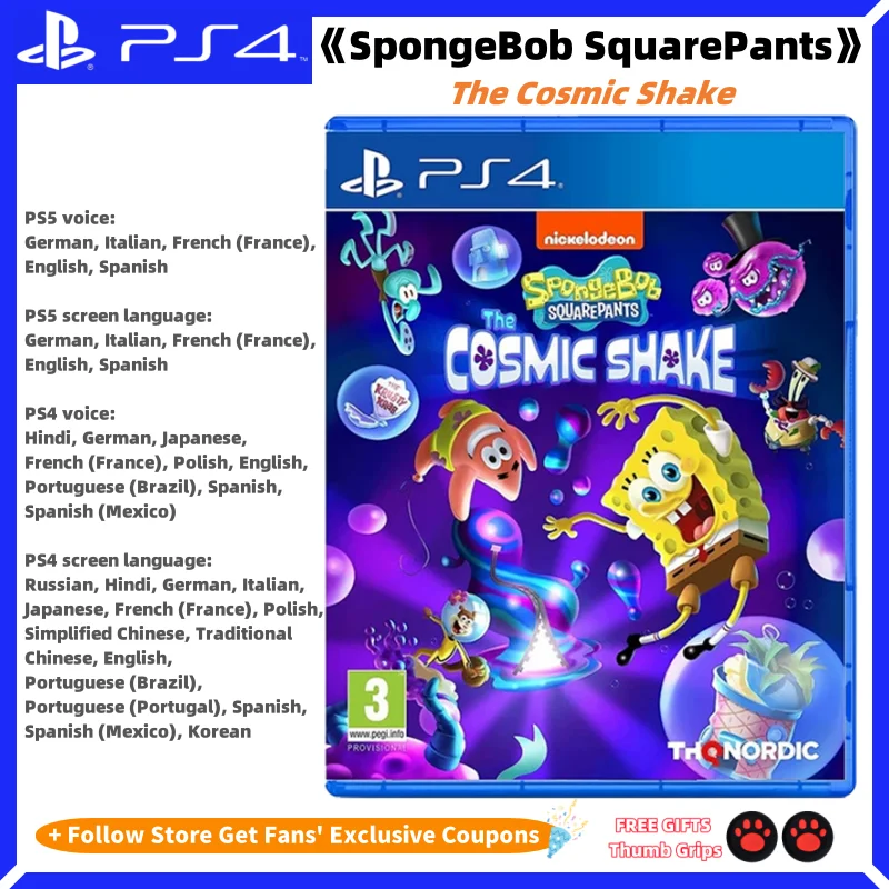 Sony Playstatio4 PS4 Genuine New Game CD SpongeBob SquarePants: The Cosmic Shake Playstation4 Game Card Disk SONY Ps4 Games