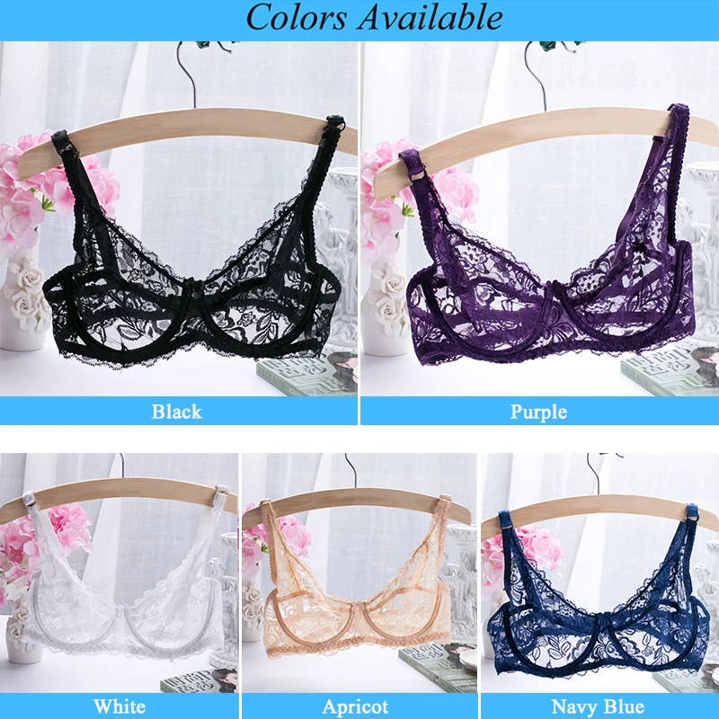 Bra renda wanita seksi Strap Lingerie transparan jaring Bra sejuk intim atasan padat elastis pakaian dalam Erotis