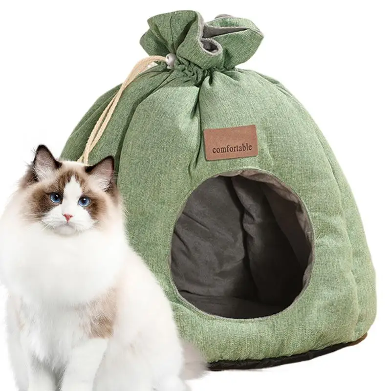 Cat Cave Waterproof Sack Shape Cat Bed Portable Non-slip Winter Pet Bed Washable Soft Pet Supplies For Home Travel Outdoor Use