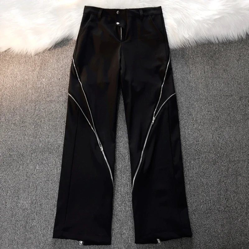 

Black Trousers for Men Bell Mouth Flared Man Suits Pants Baggy Spandex Clothes Offer Luxury New in Slacks Fabric Classic Up Fine