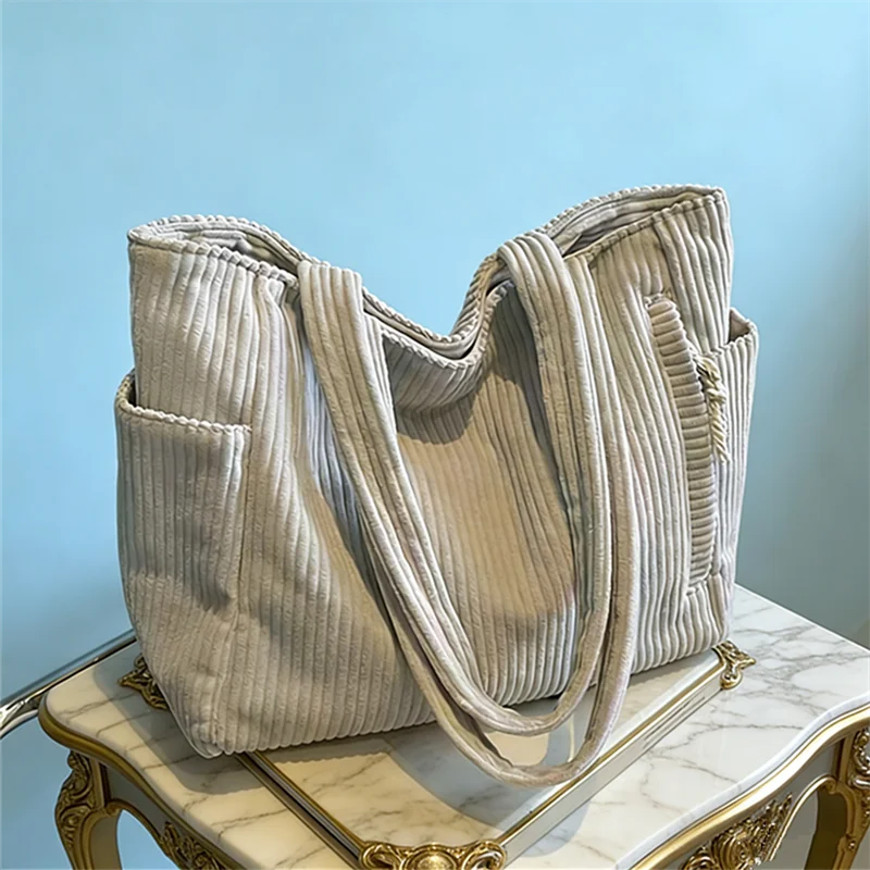 Cord-Handtasche, große Tragetaschen, Umhängetaschen für Damen, künstlerisch, für Studenten, Büro, Arbeiter, Einkaufen, Party, täglichen Gebrauch