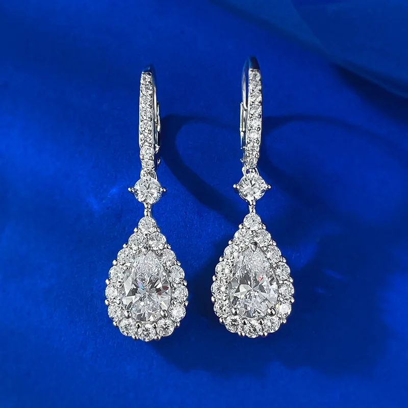 European and American New 925 Silver 6 * 9 Droplet Earrings Fashionable and Elegant Earrings with Evening Dress