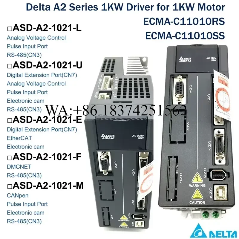 Wmwmnu for Delta A2 Series Servo Driver ASD-A2-1021-L/U/E/F/M 1KW 220V 20-bit Incremental Encoder RS-485 DMCNET CANopen E-cam