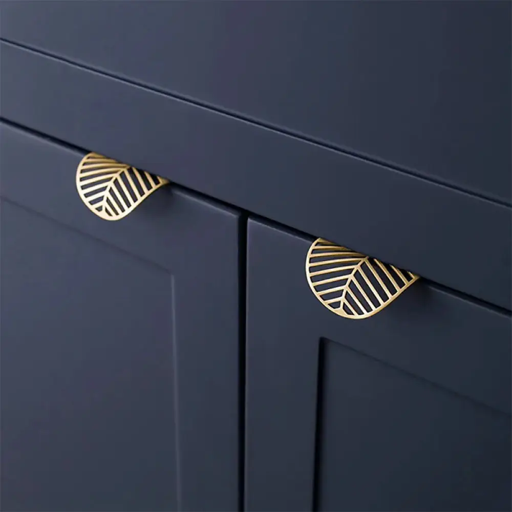 Luxury Invisible Leaf Cabinet Handle Zinc Alloy Gold Modern Drawer Pull Minimalist Furniture Kitchen Knob Hardware