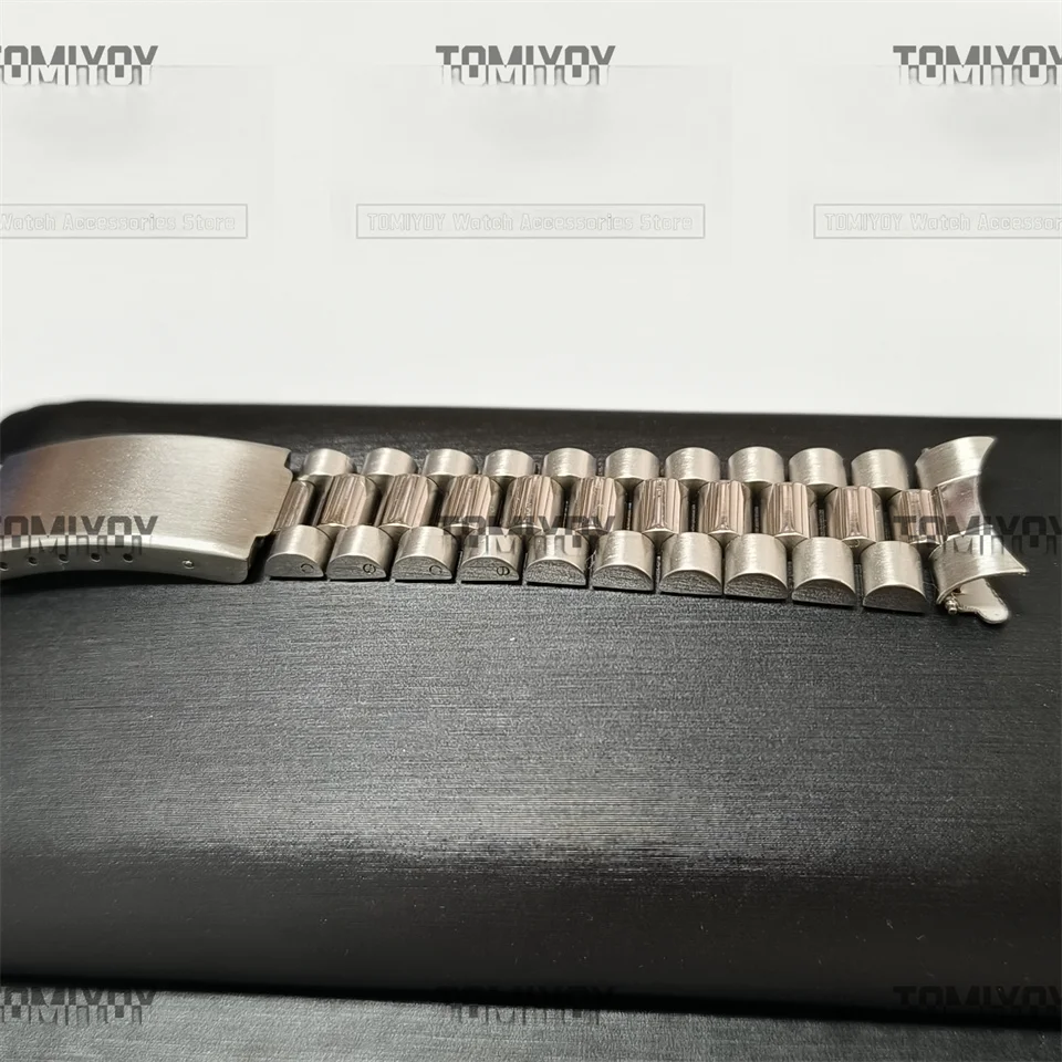 Curved End Stainless Steel President Band Bracelet Fit For Rolex Seiko Omega Mechanical Wristwatch